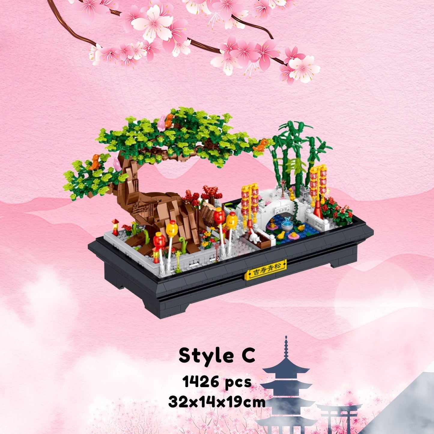 Brehn | Bonsai Sakura Schrein Ansichtsgebäude Nano Sets Kollektion