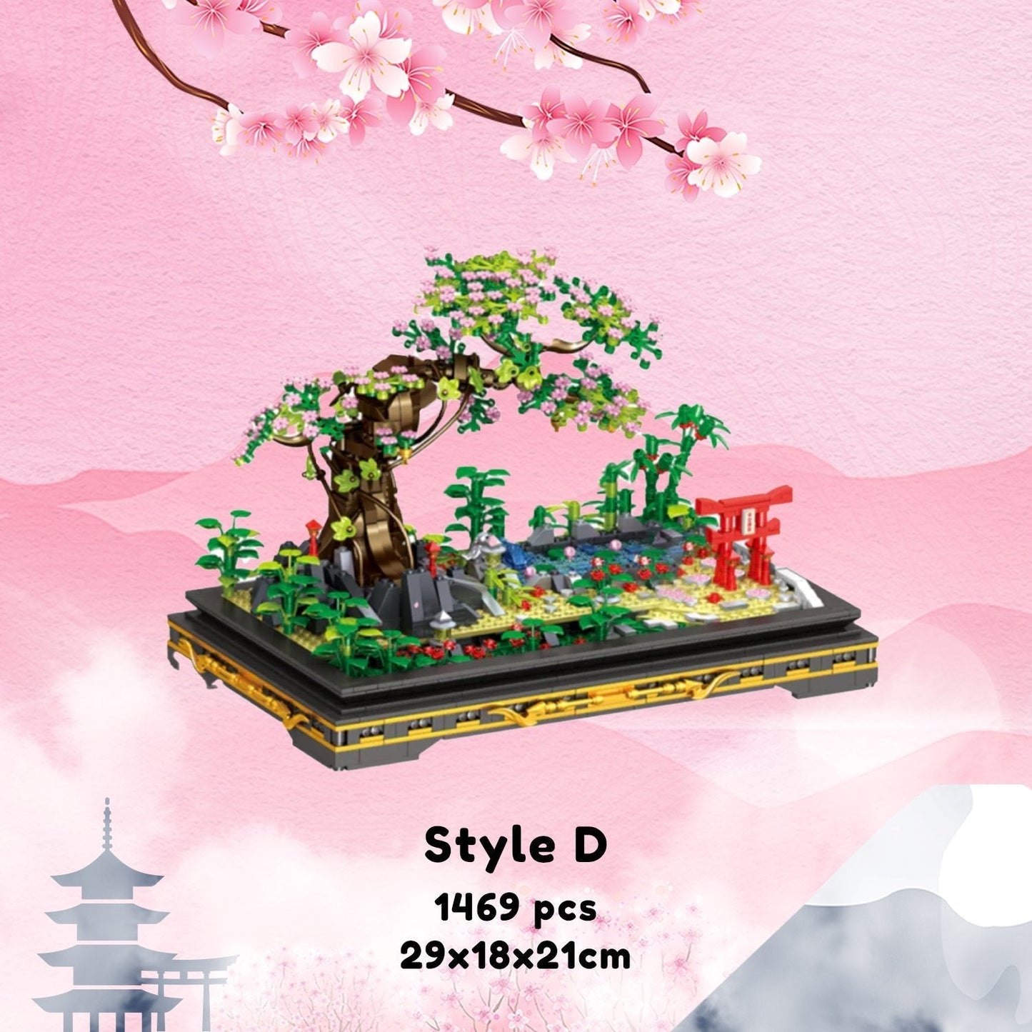 Brehn | Bonsai Sakura Schrein Ansichtsgebäude Nano Sets Kollektion