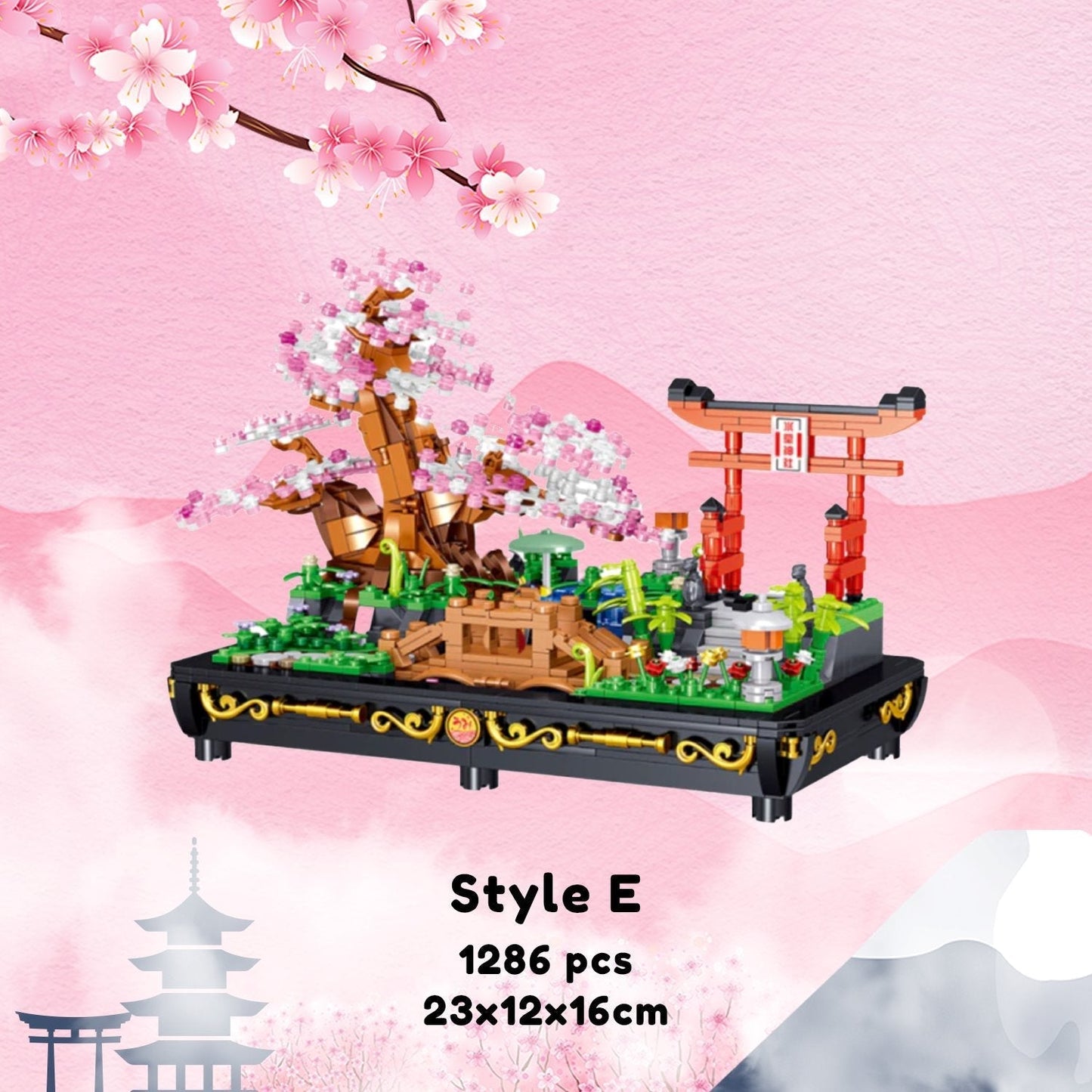 Brehn | Bonsai Sakura Schrein Ansichtsgebäude Nano Sets Kollektion