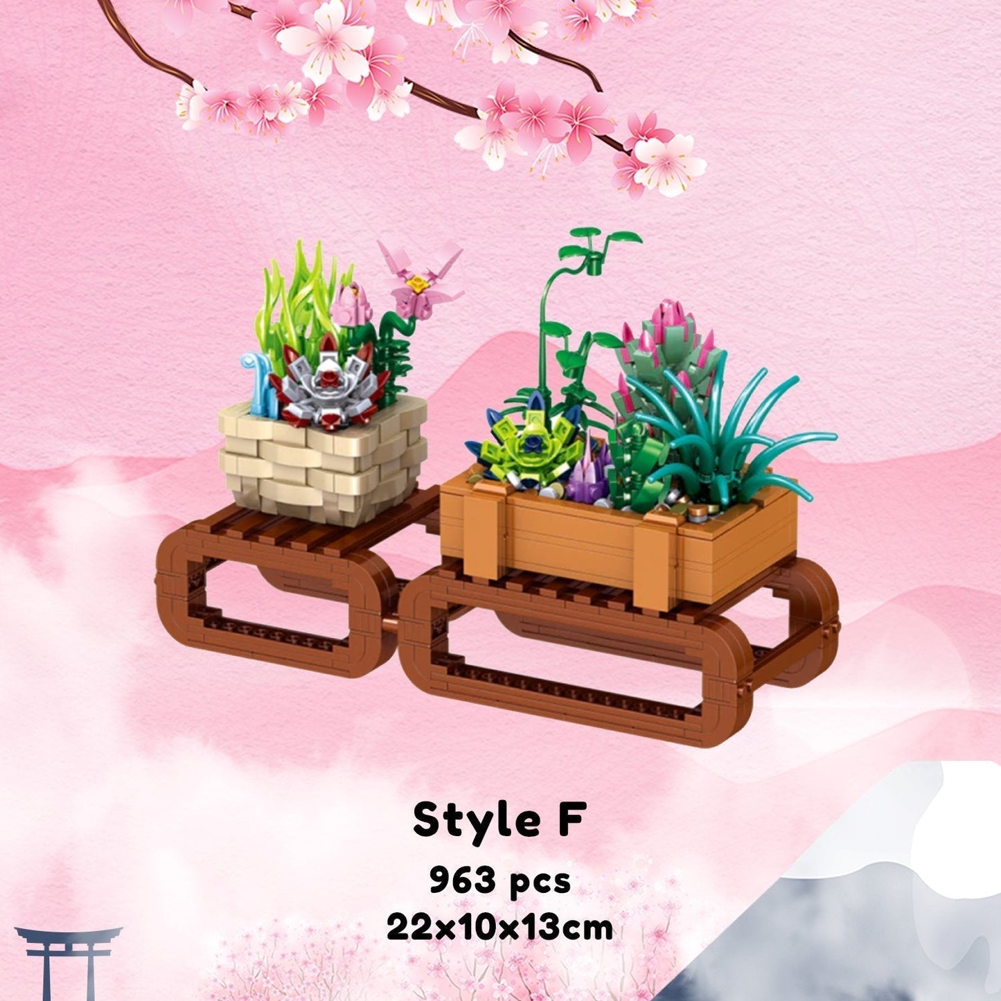 Brehn | Bonsai Sakura Schrein Ansichtsgebäude Nano Sets Kollektion