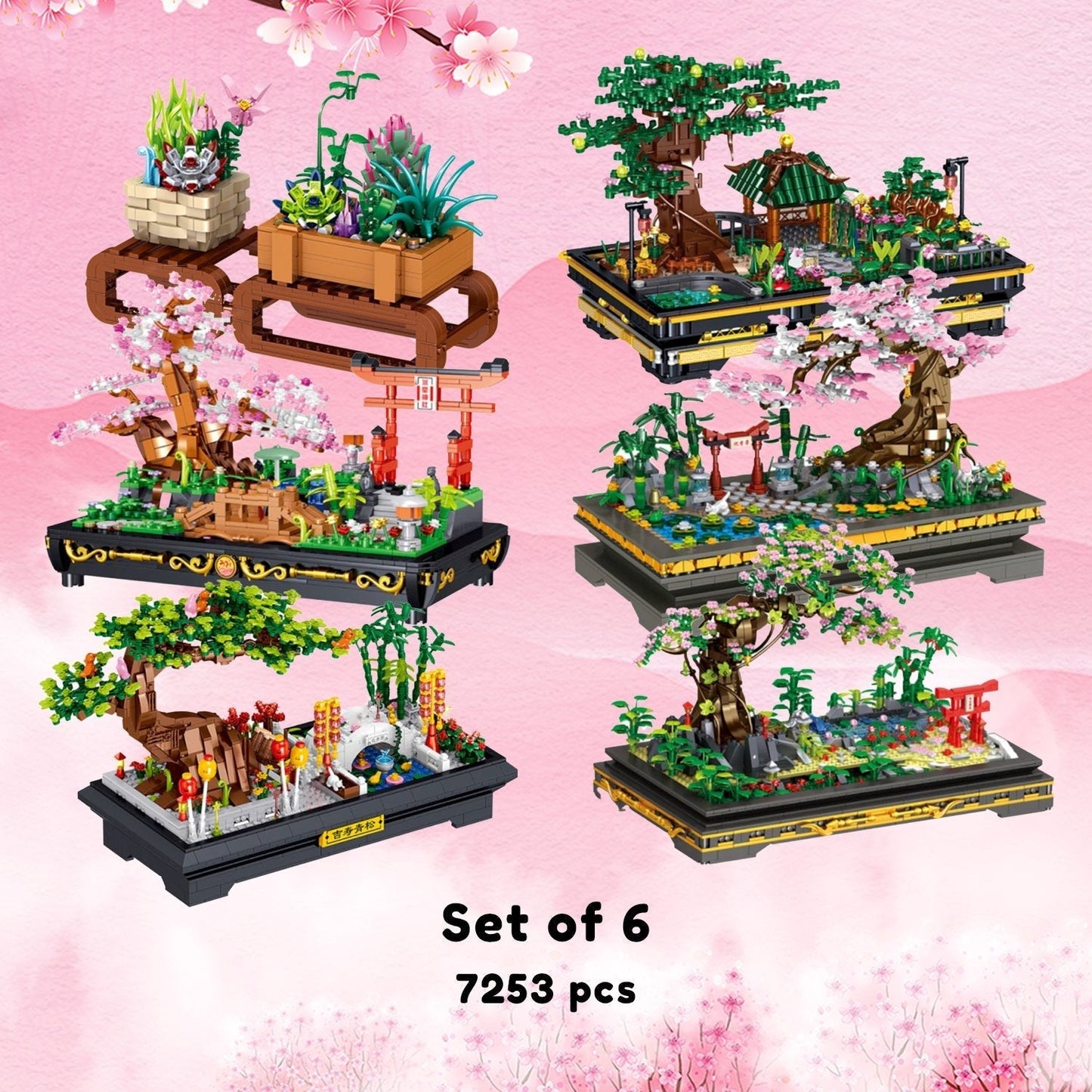 Brehn | Bonsai Sakura Schrein Ansichtsgebäude Nano Sets Kollektion