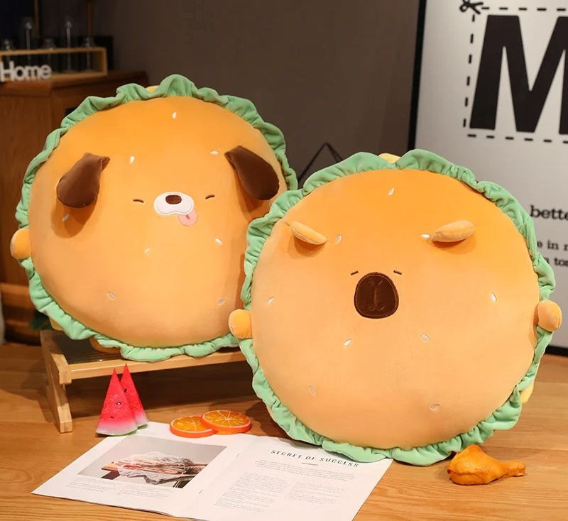 Brehn | Capybara & Dog Hamburger Plüschkissen
