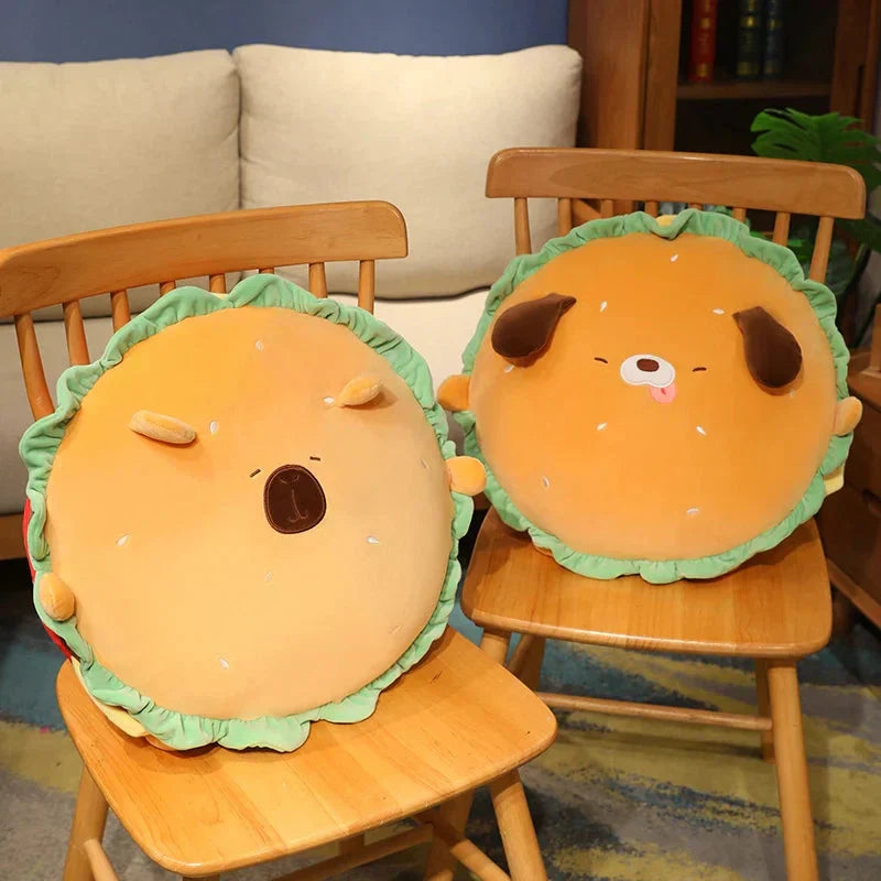 Brehn | Capybara & Dog Hamburger Plüschkissen