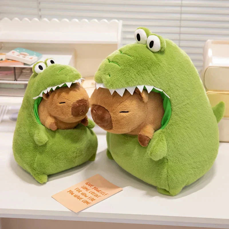 Brehn | Capybara Grünes Dinosaurier Outfit Plüschfigur