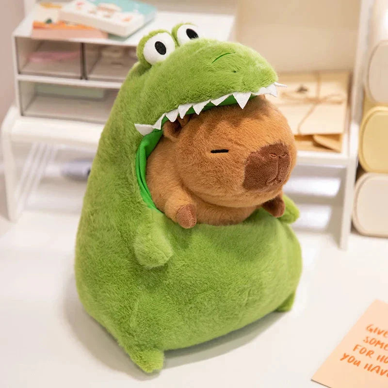 Brehn | Capybara Grünes Dinosaurier Outfit Plüschfigur