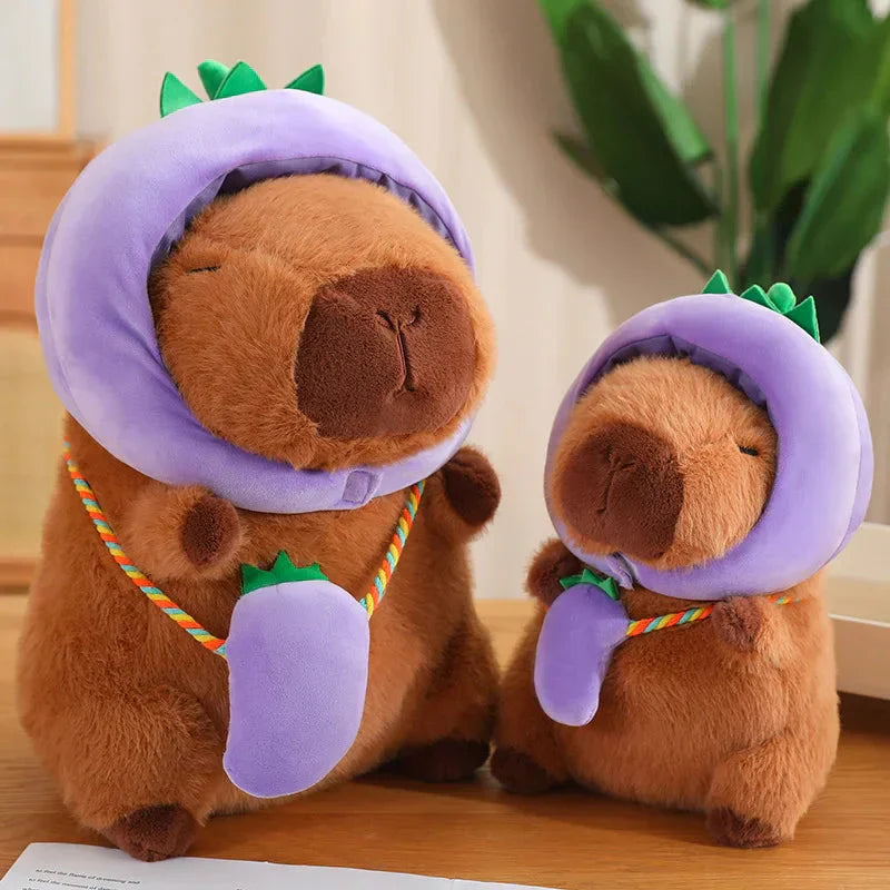 Brehn | Capybara mit Gemüse Hüten Plüschspielzeug