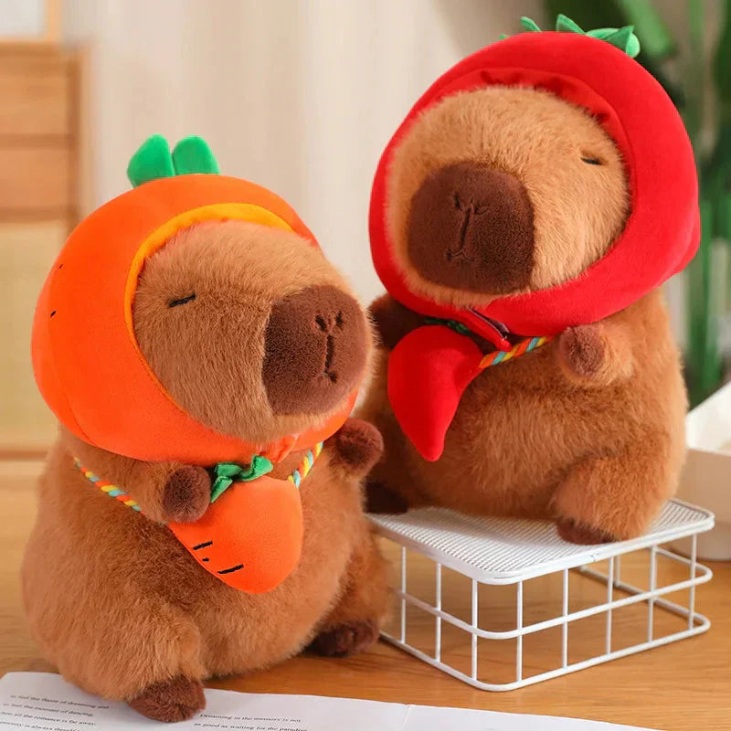 Brehn | Capybara mit Gemüse Hüten Plüschspielzeug