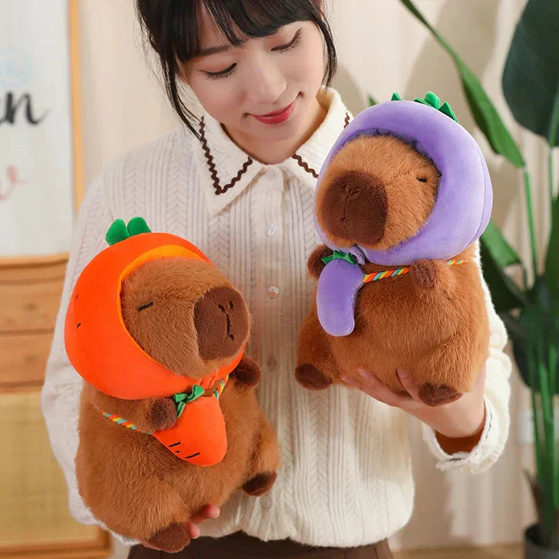 Brehn | Capybara mit Gemüse Hüten Plüschspielzeug