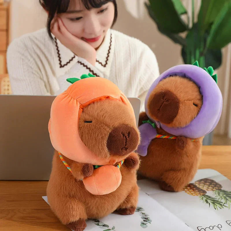Brehn | Capybara mit Gemüse Hüten Plüschspielzeug