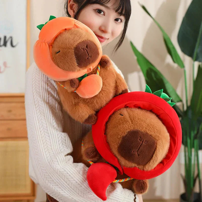 Brehn | Capybara mit Gemüse Hüten Plüschspielzeug