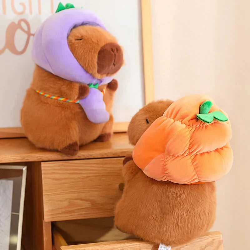 Brehn | Capybara mit Gemüse Hüten Plüschspielzeug