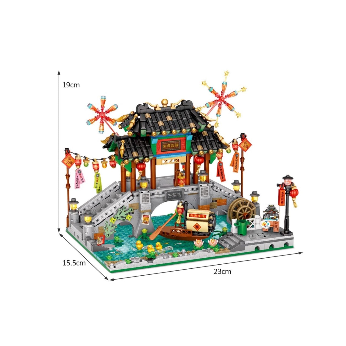 Brehn | Chinesische Straße See Brücke Pavillon Teehause Mikro Gebäude Set Sammlung