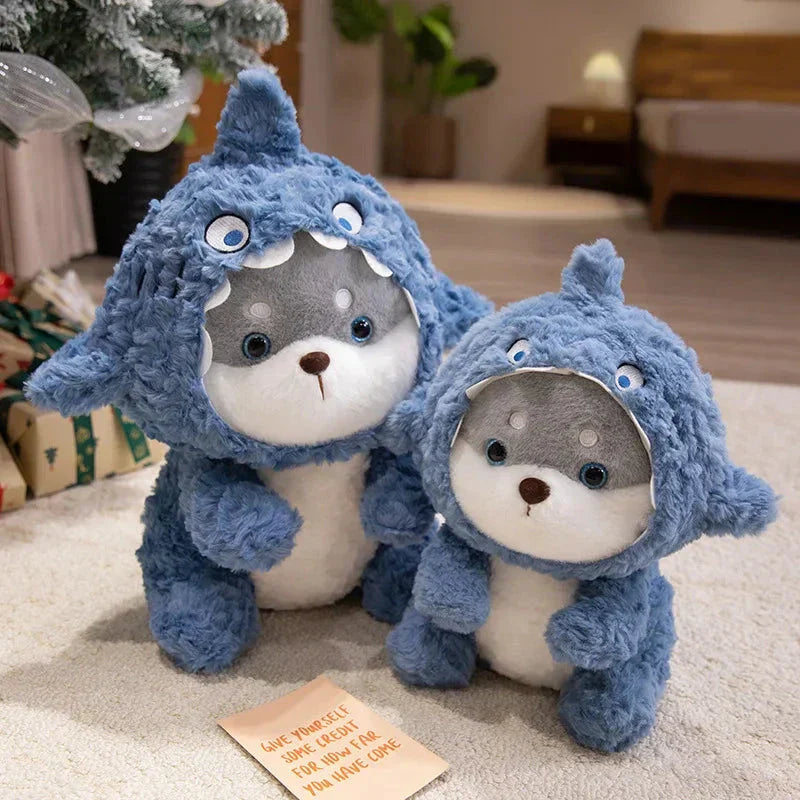 Brehn | Flauschiger Hund & Katze im Hai-Outfit Plüschspielzeug