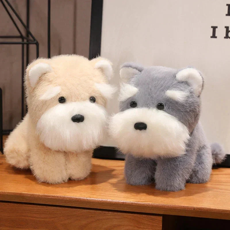 Brehn | Fluffy Grau Beige Schnauzer Hund Plüschspielzeug