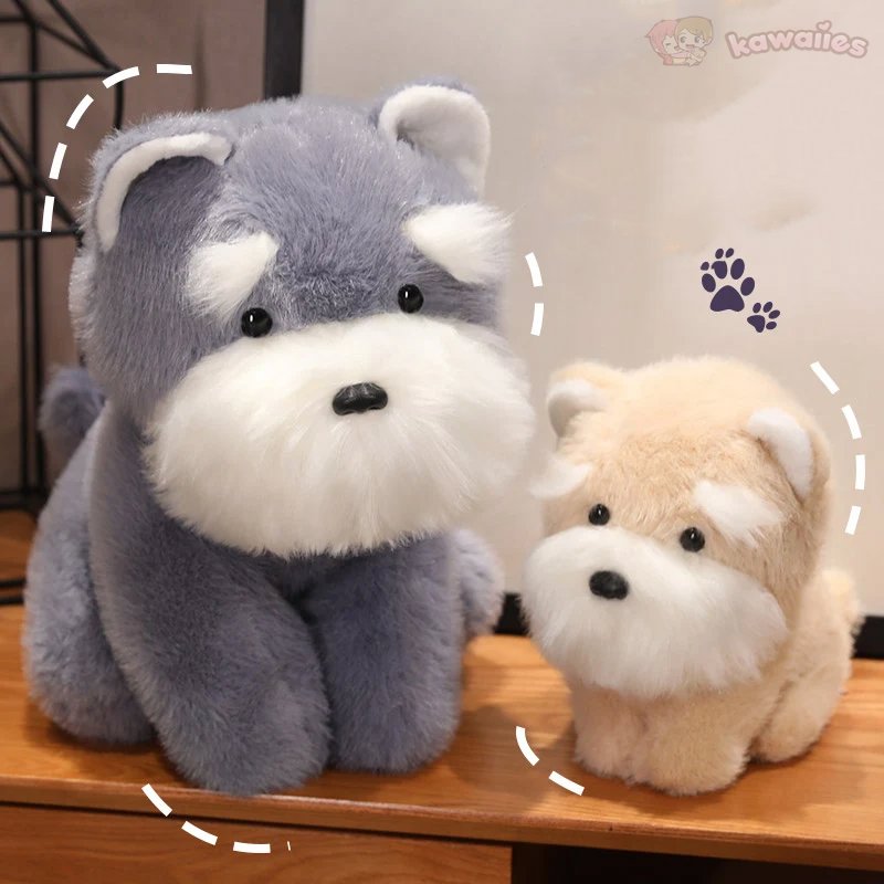 Brehn | Fluffy Grau Beige Schnauzer Hund Plüschspielzeug
