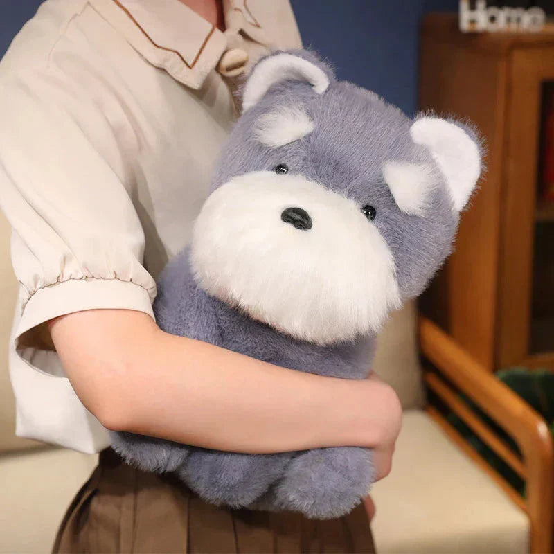 Brehn | Fluffy Grau Beige Schnauzer Hund Plüschspielzeug