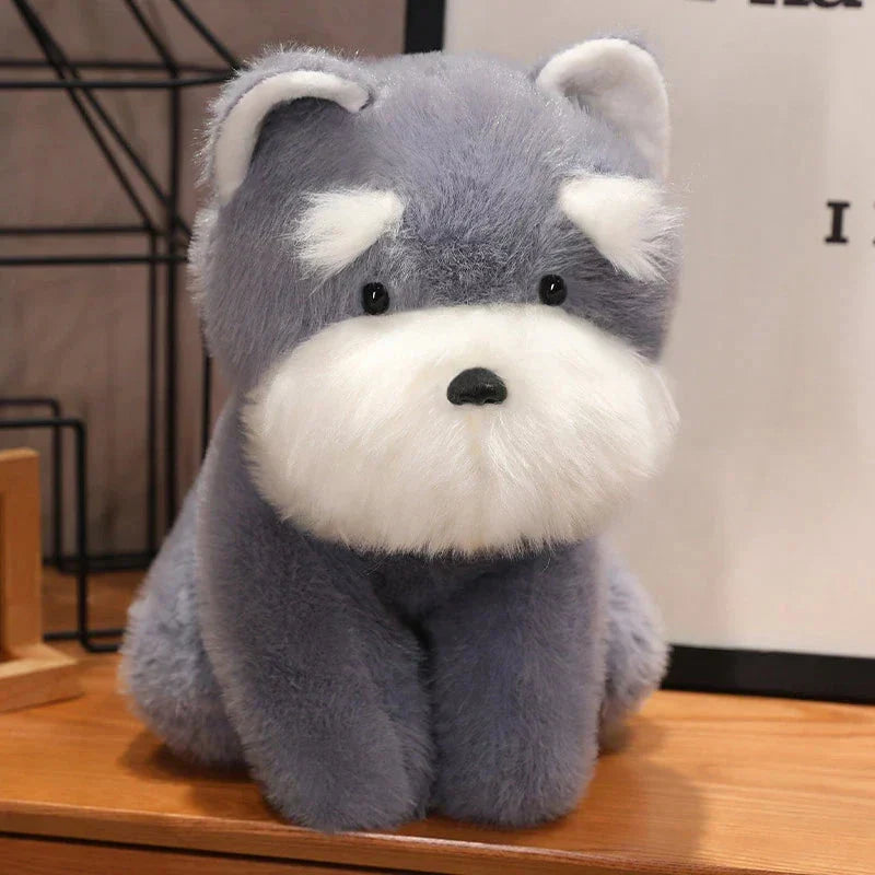 Brehn | Fluffy Grau Beige Schnauzer Hund Plüschspielzeug
