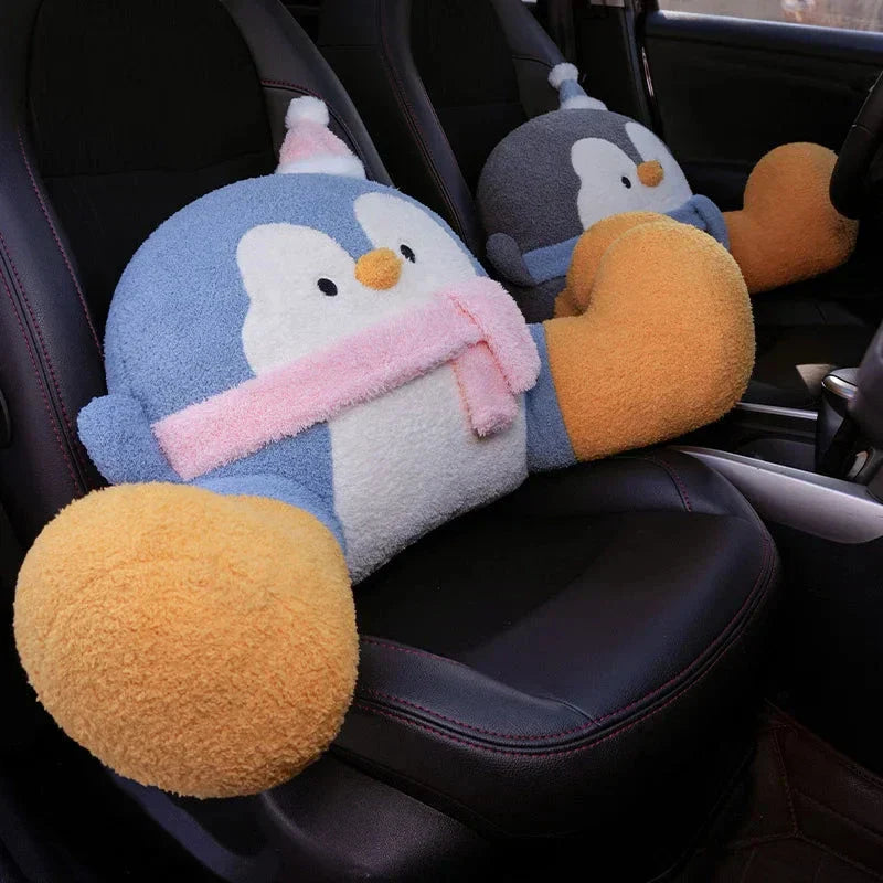Brehn | Fluffiger Pinguin Rückenstützkissen Sitzkissen