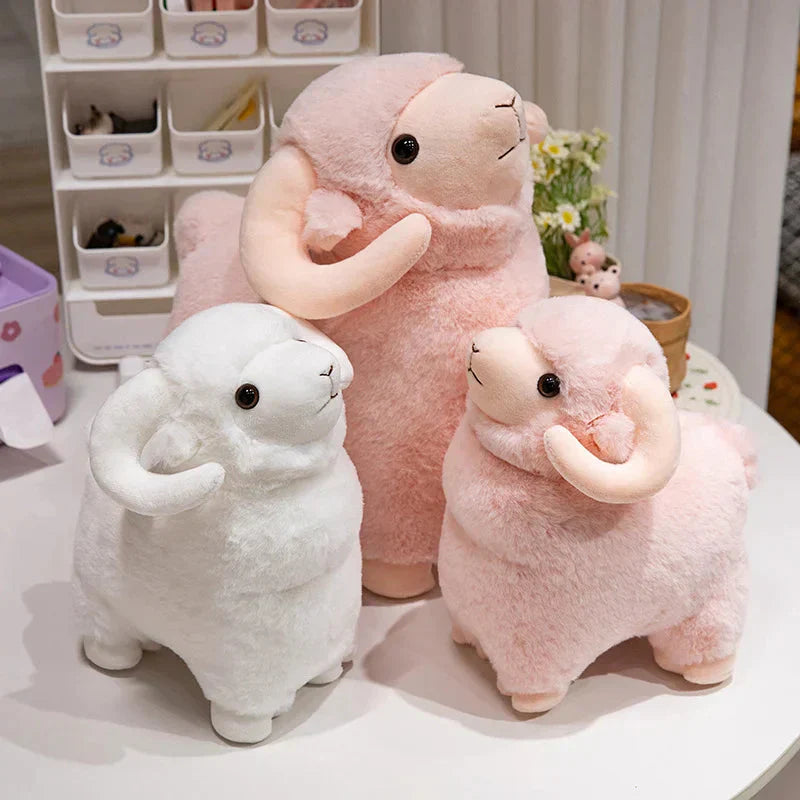 Brehn | Fluffy Pink Weiße Schaf Ram Plüschtiere