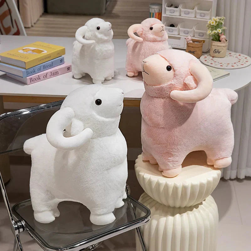 Brehn | Fluffy Pink Weiße Schaf Ram Plüschtiere