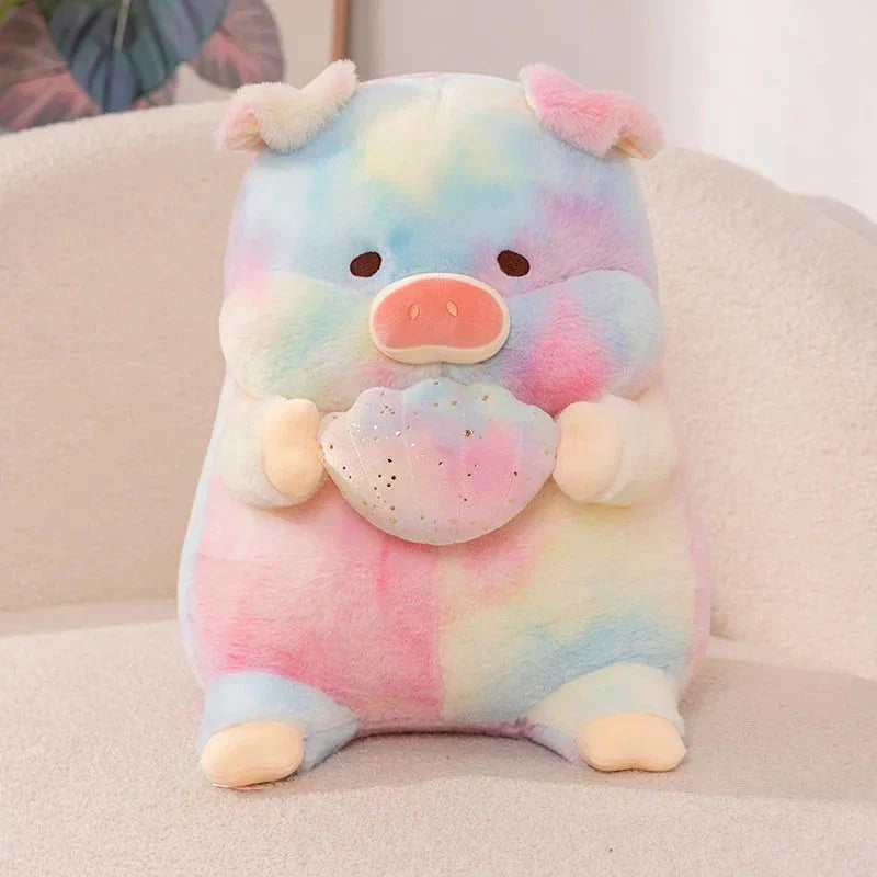 Brehn | Galaxy Rainbow Schwein Halten Muschel Plüschfigur
