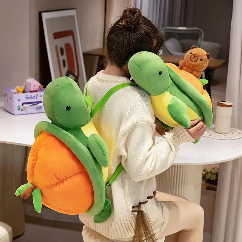 Brehn | Grüner Orange Schildkröte Plüsch Rucksack