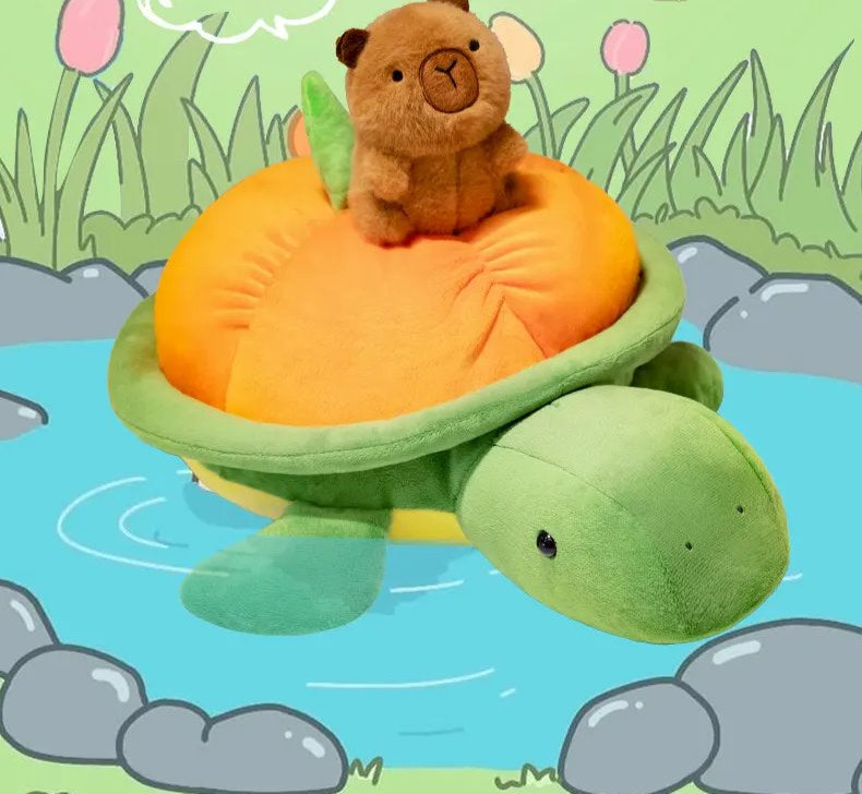 Brehn | Grüner Orange Schildkröte Plüsch Rucksack