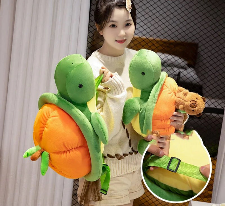 Brehn | Grüner Orange Schildkröte Plüsch Rucksack