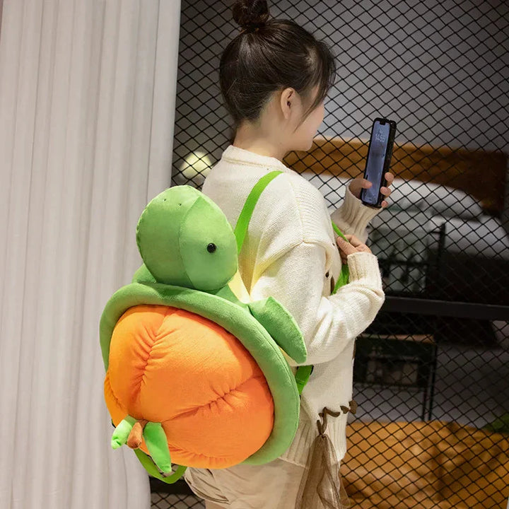 Brehn | Grüner Orange Schildkröte Plüsch Rucksack