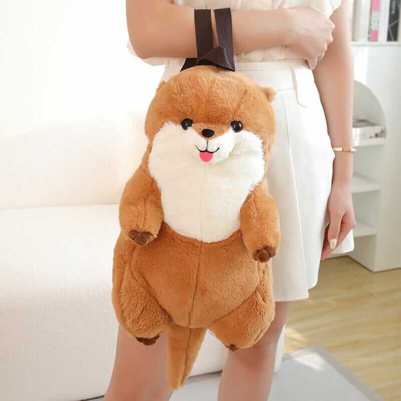 Brehn | Kawaii Brauner Otter Rucksack Plüschtier