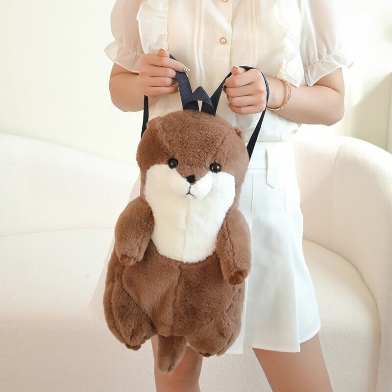 Brehn | Kawaii Brauner Otter Rucksack Plüschtier