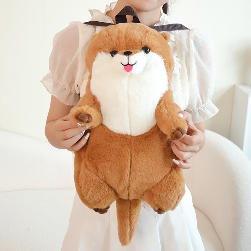Brehn | Kawaii Brauner Otter Rucksack Plüschtier
