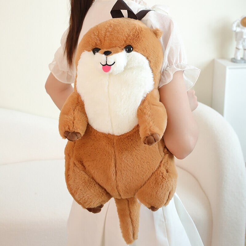 Brehn | Kawaii Brauner Otter Rucksack Plüschtier