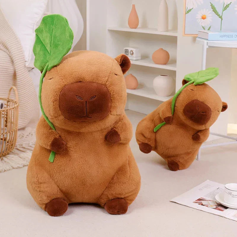 Brehn | Kawaii Capybara Plüschfigur mit Blatt