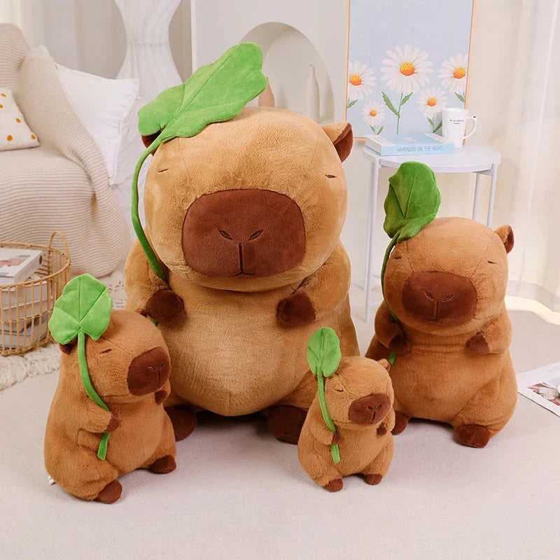 Brehn | Kawaii Capybara Plüschfigur mit Blatt