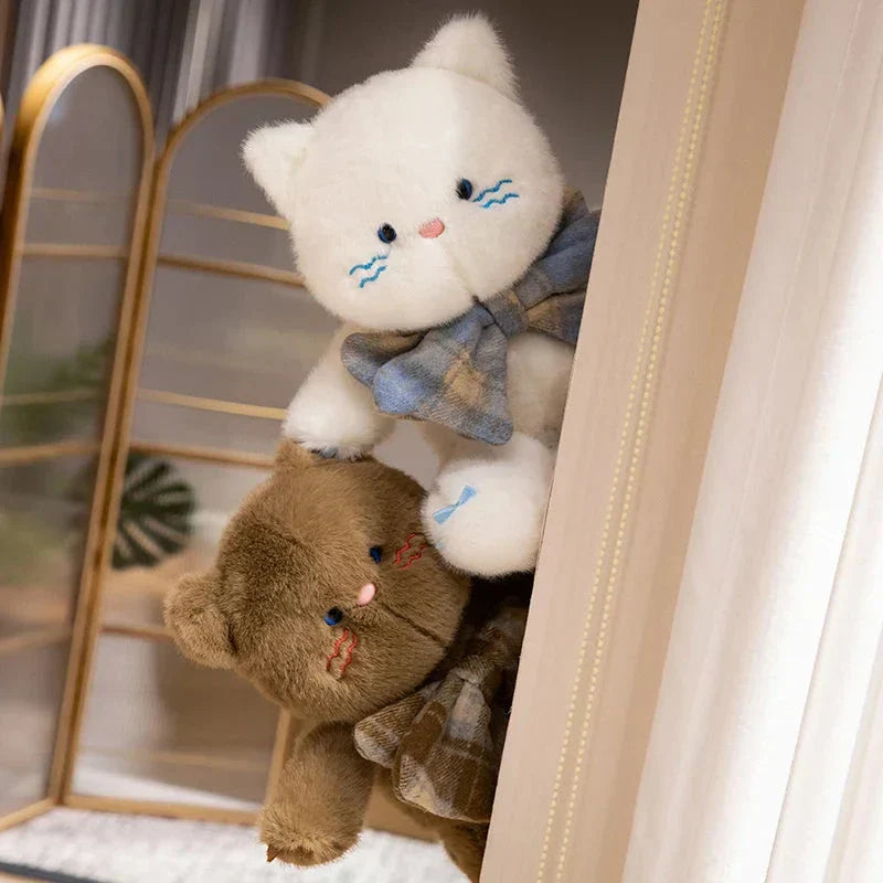 Brehn | Kawaii Katze Teddy Bär Fliege Plüschtiere