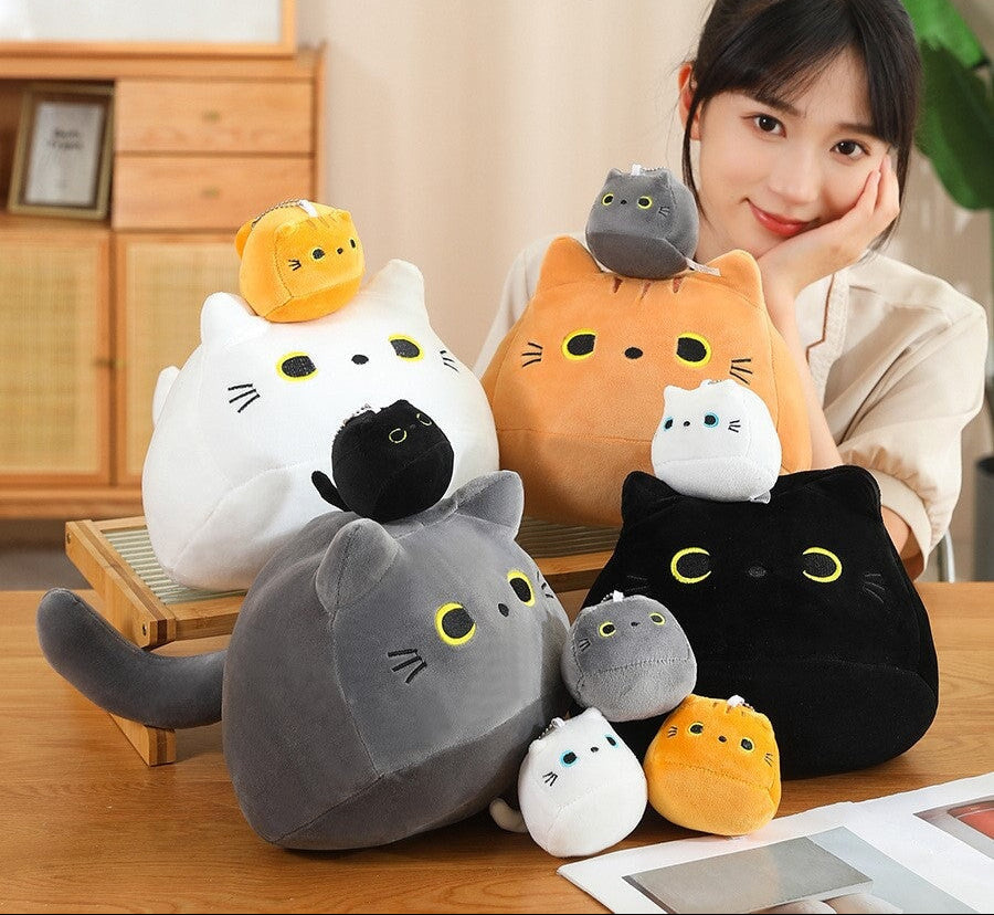 Brehn | Kawaii Chunky Katzen-Plüschtiere mit Kätzchen