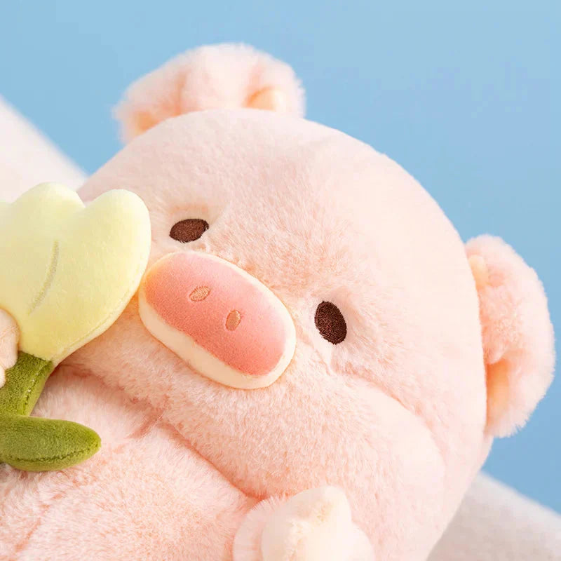 Brehn | Kawaii Chunky Schwein mit Blume Plüschspielzeug