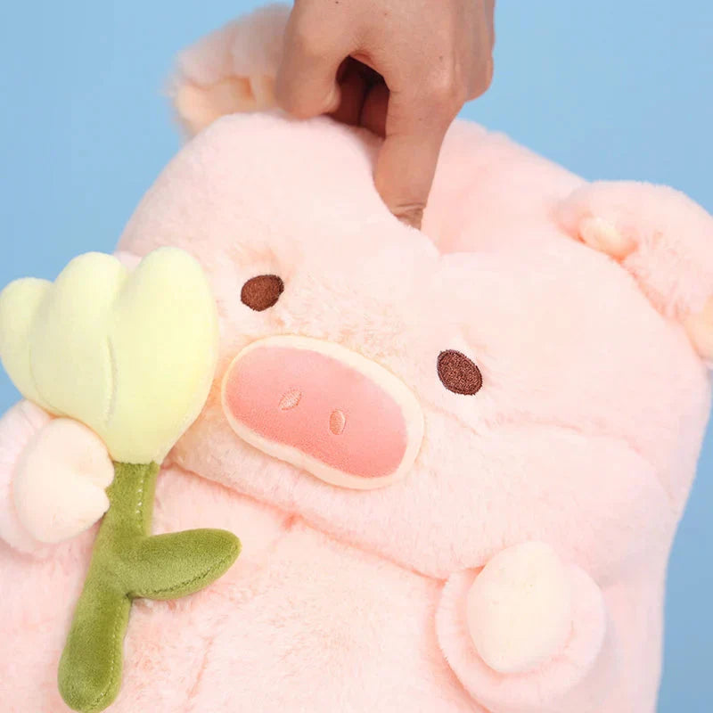 Brehn | Kawaii Chunky Schwein mit Blume Plüschspielzeug