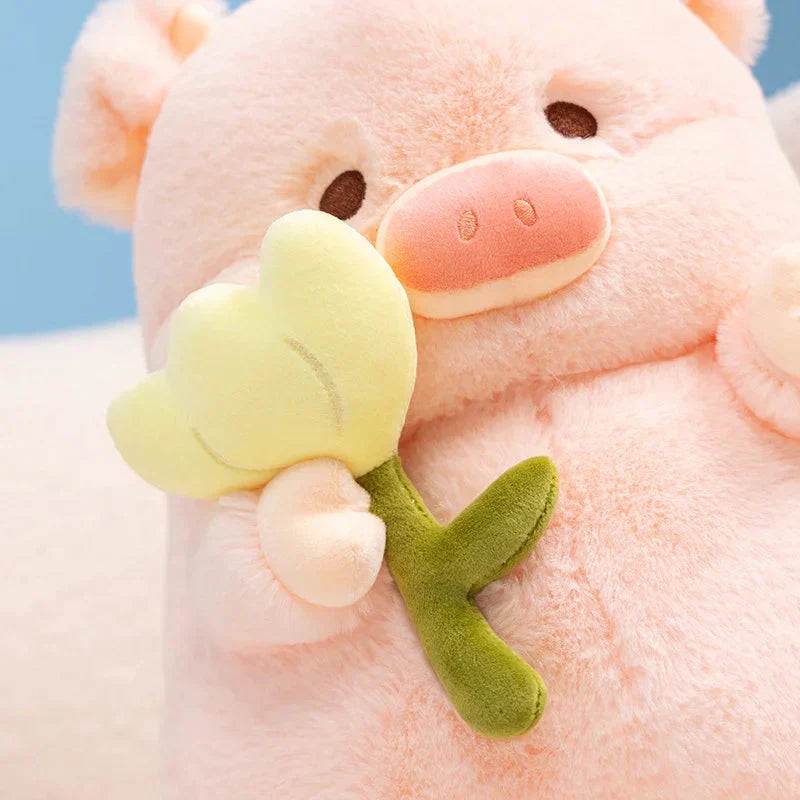 Brehn | Kawaii Chunky Schwein mit Blume Plüschspielzeug