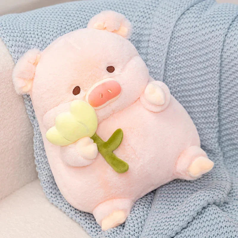 Brehn | Kawaii Chunky Schwein mit Blume Plüschspielzeug