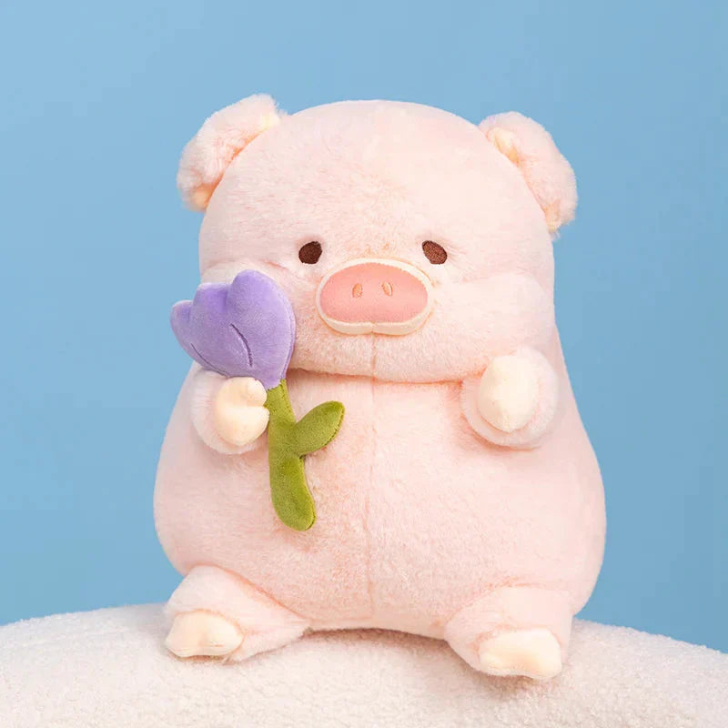 Brehn | Kawaii Chunky Schwein mit Blume Plüschspielzeug