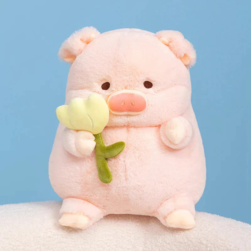 Brehn | Kawaii Chunky Schwein mit Blume Plüschspielzeug