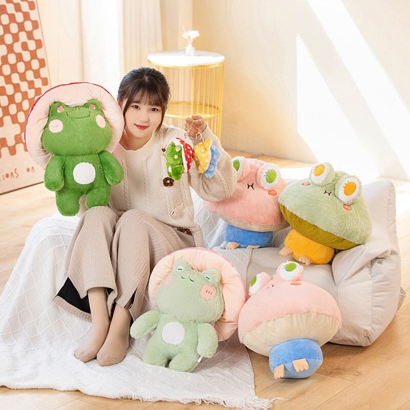 Brehn | Kawaii Flauschige Pilz Frosch Familie Plüschtiere