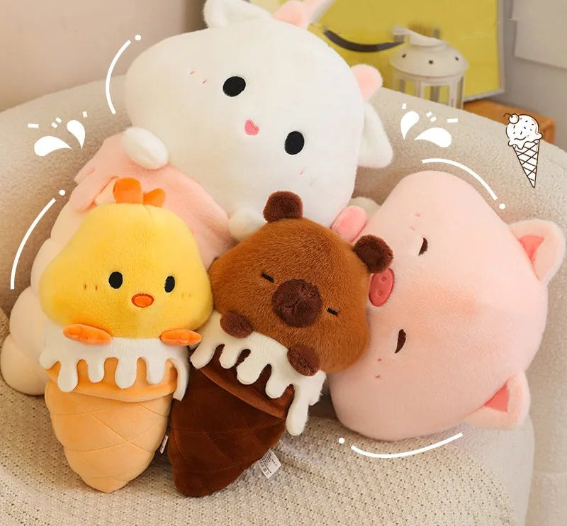 Brehn | Kawaii Eiscreme Schwein Capybara Küken Schaf Plüschfigur
