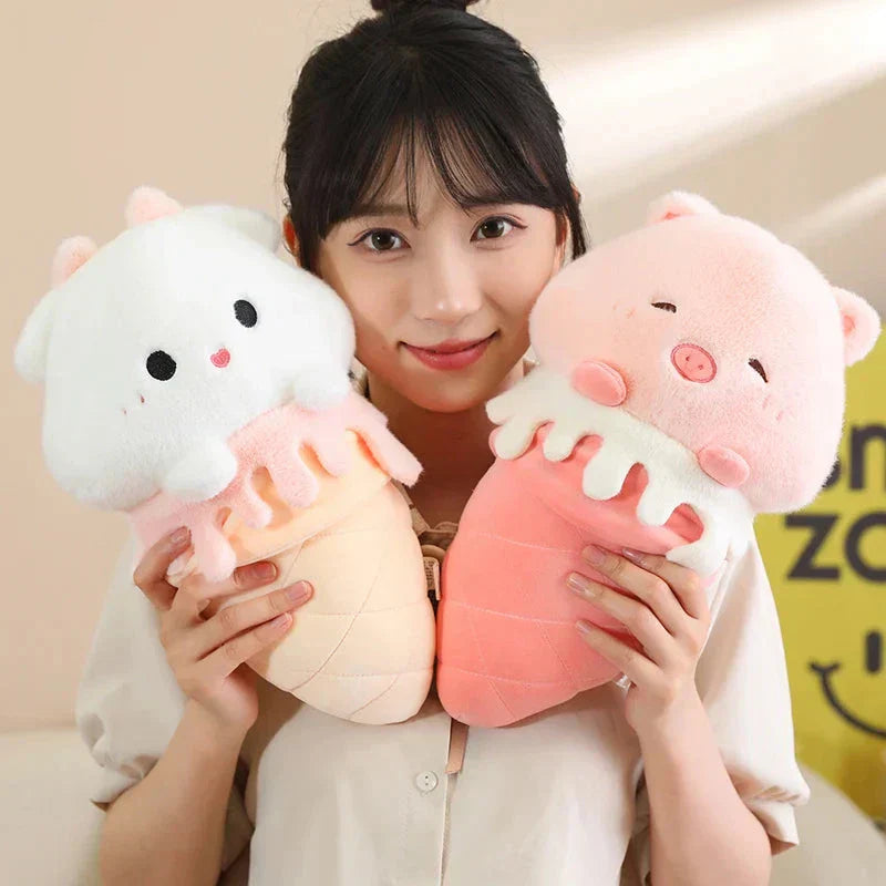 Brehn | Kawaii Eiscreme Schwein Capybara Küken Schaf Plüschfigur