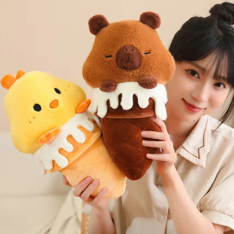 Brehn | Kawaii Eiscreme Schwein Capybara Küken Schaf Plüschfigur