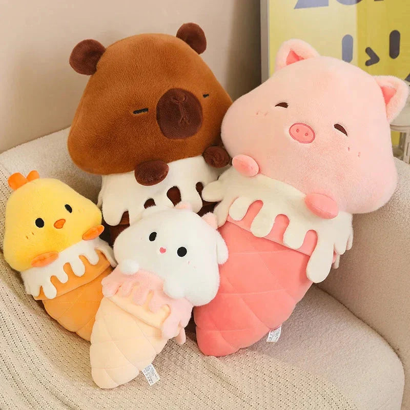 Brehn | Kawaii Eiscreme Schwein Capybara Küken Schaf Plüschfigur