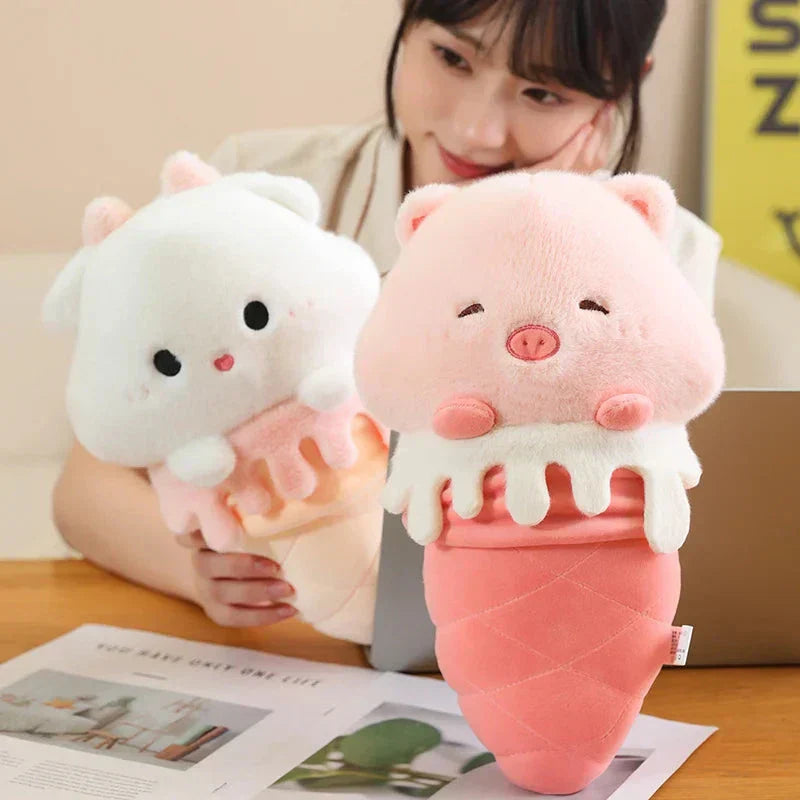 Brehn | Kawaii Eiscreme Schwein Capybara Küken Schaf Plüschfigur