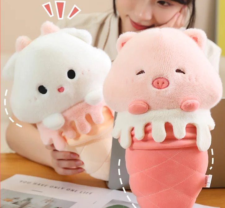 Brehn | Kawaii Eiscreme Schwein Capybara Küken Schaf Plüschfigur